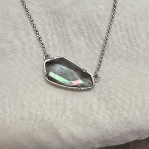 Kendra Scott Silver Necklace with Iridescent Pendant